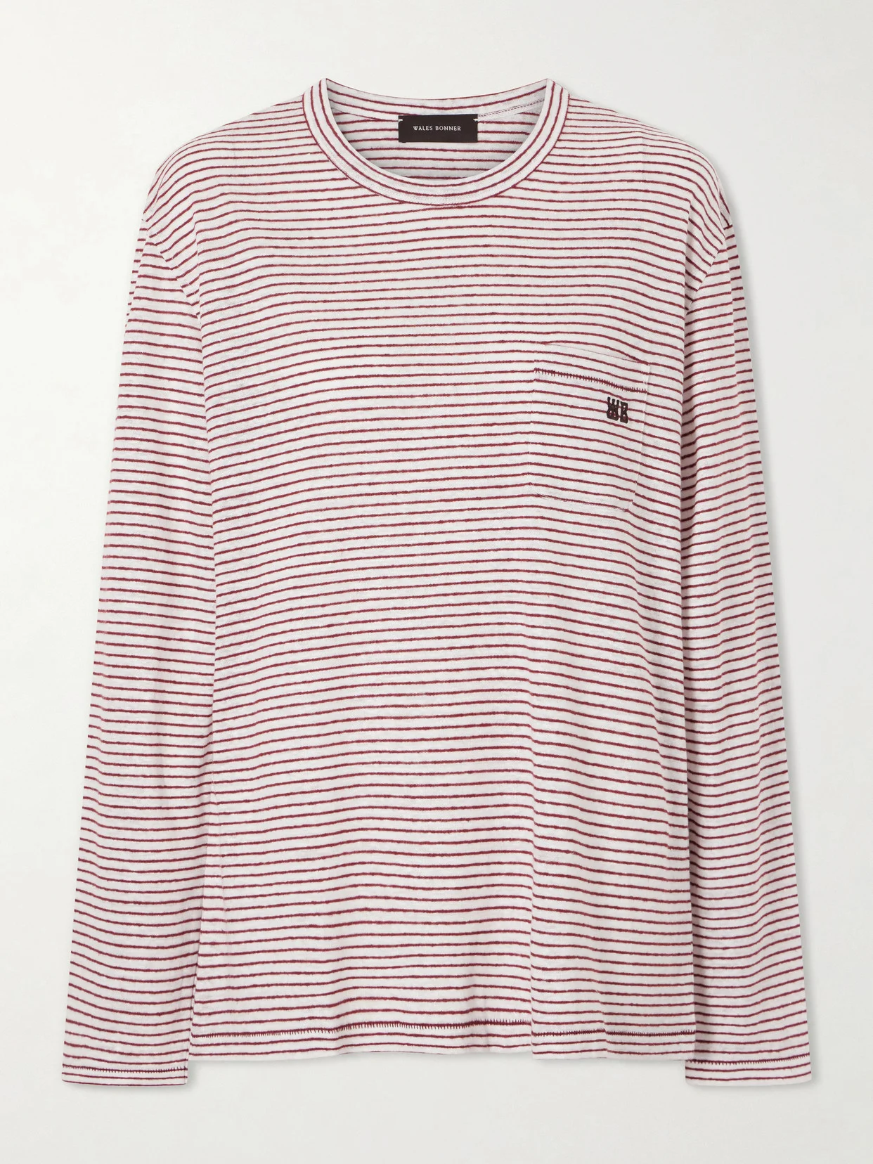 Hour Embroidered Striped Linen And Cotton-blend T-shirt - 1