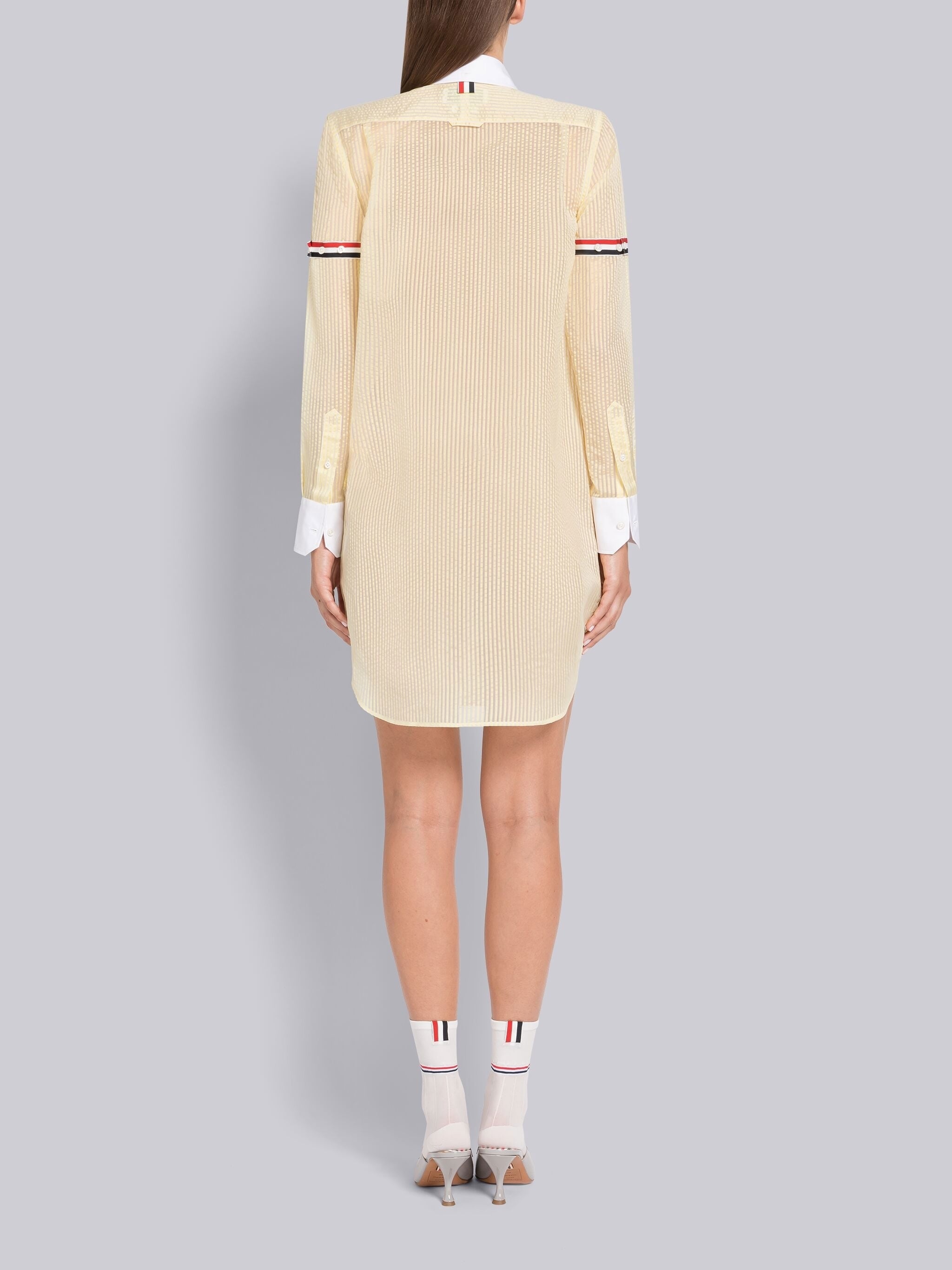 University Stripe Silk Organza Armband Mini Shirtdress - 3