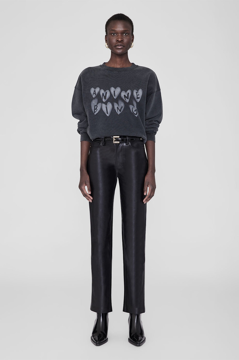 ANINE BING Spencer Sweatshirt Hearts - Washed Black outlook