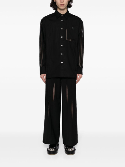 FENG CHEN WANG sheer-panelled cotton shirt outlook