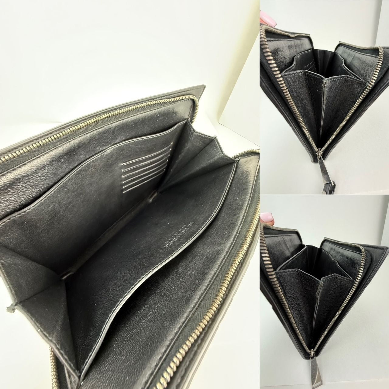 Bottega Veneta Black Leather Maxi Intreciato Document Case Wristlet Clutch Bag - 3