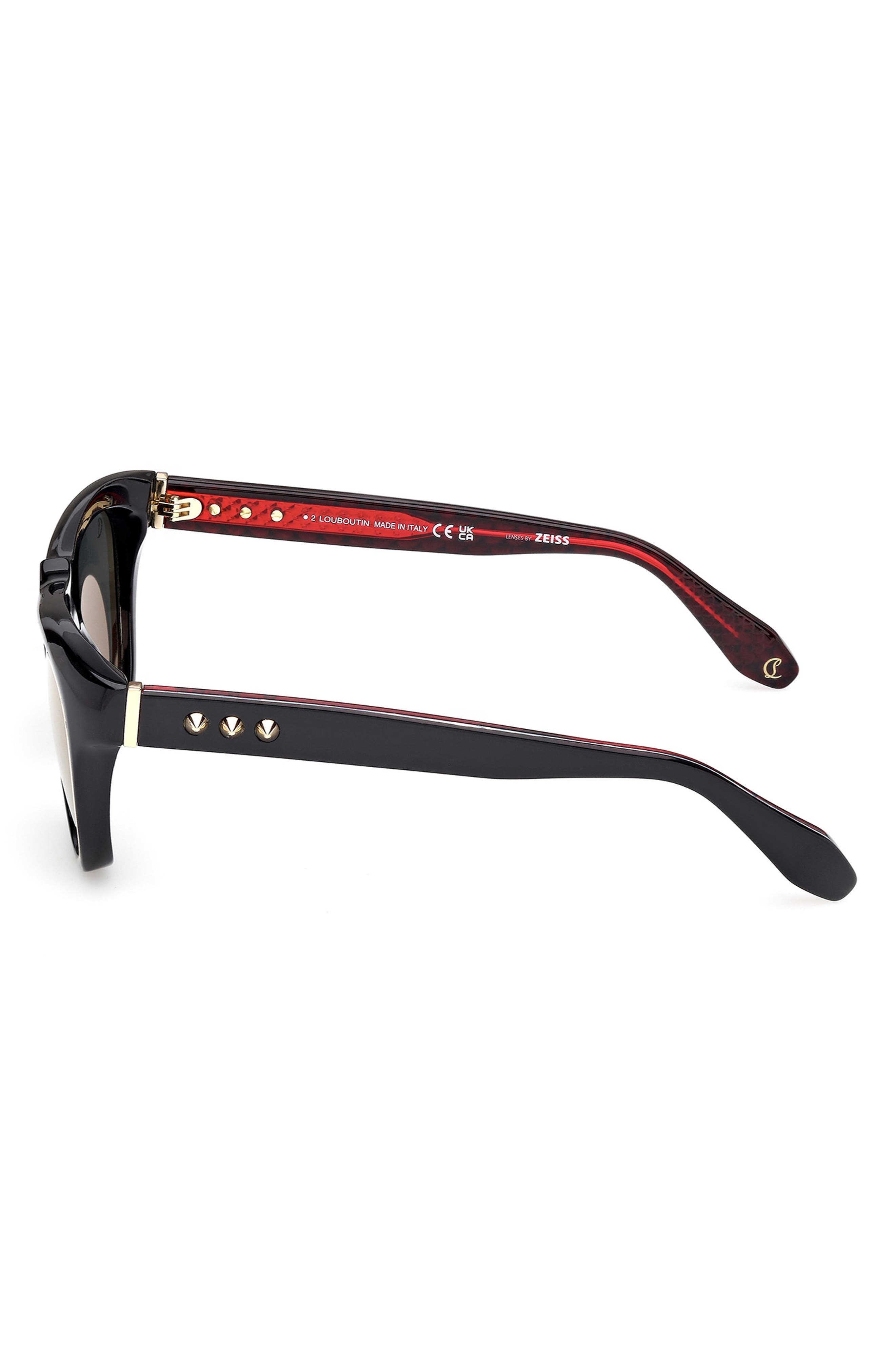 Christian Louboutin Georges 55mm Square Sunglasses in Black/Gold/Zeiss Smoke/Red at Nordstrom - 6