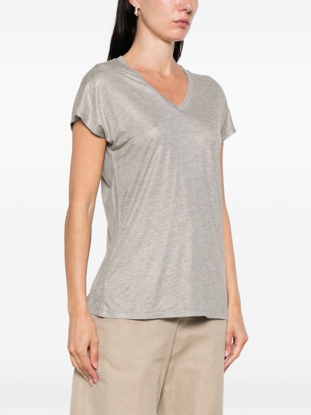metallic v-neck tee - 3