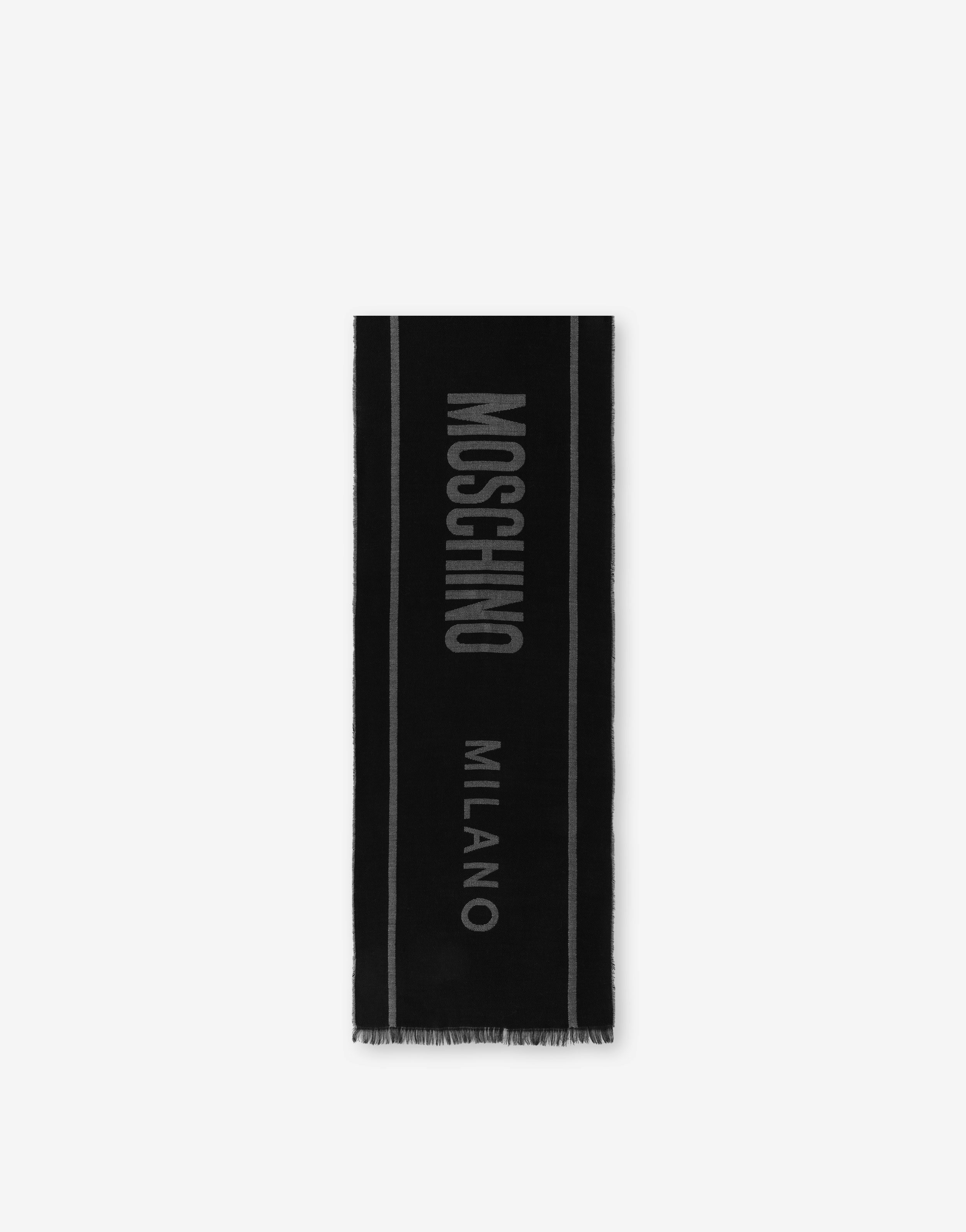 WOOL MIX JACQUARD LOGO SCARF - 1