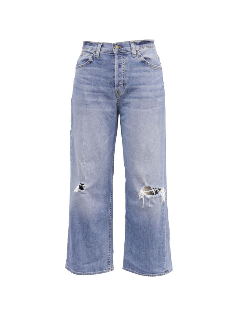 cropped flared distressed jeans 1