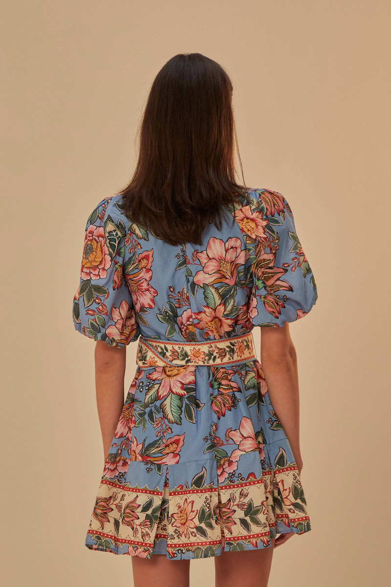 Blue Wonderful Bouquet Mini Dress 4