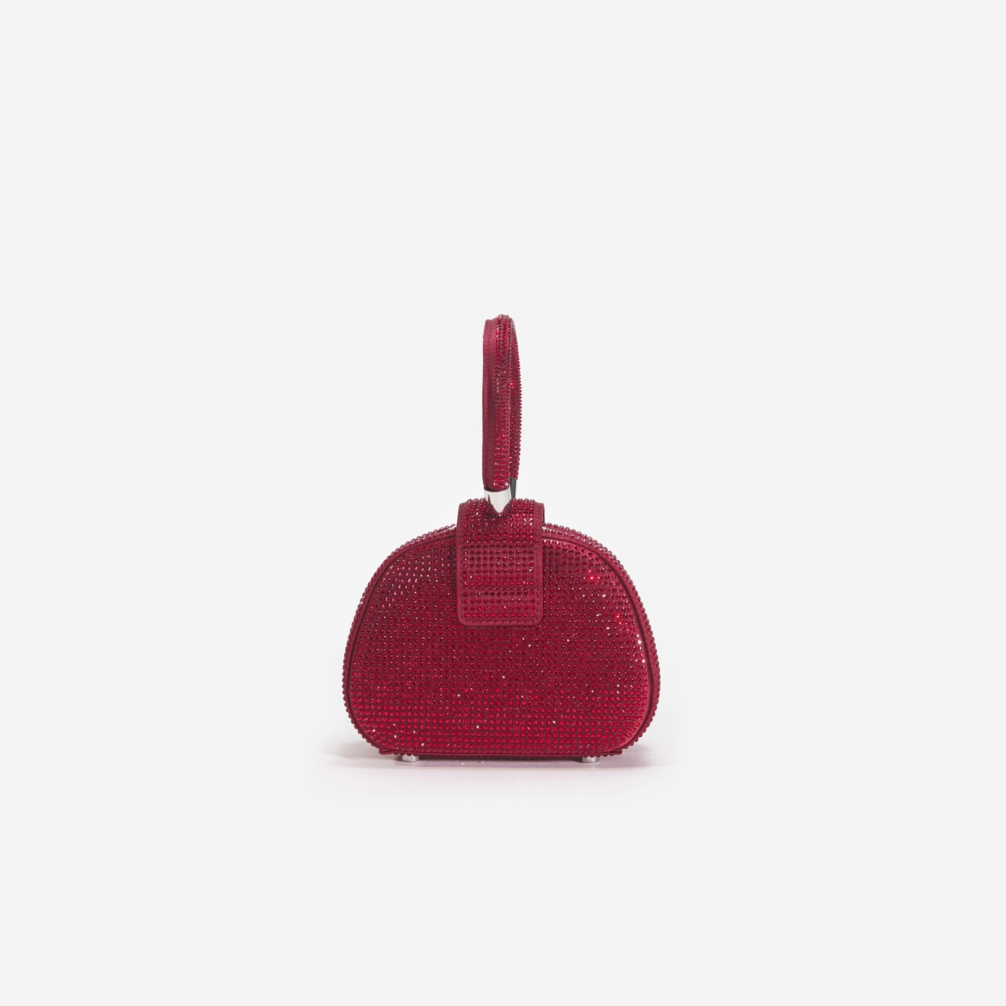 Burgundy Rhinestone Top Handle Micro Bag - 3