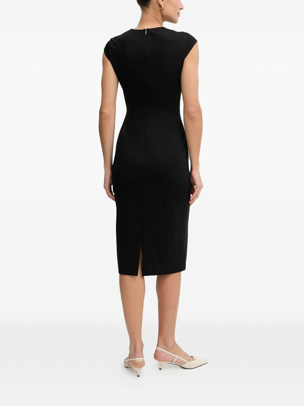 V-neck cap-sleeve midi dress - 3