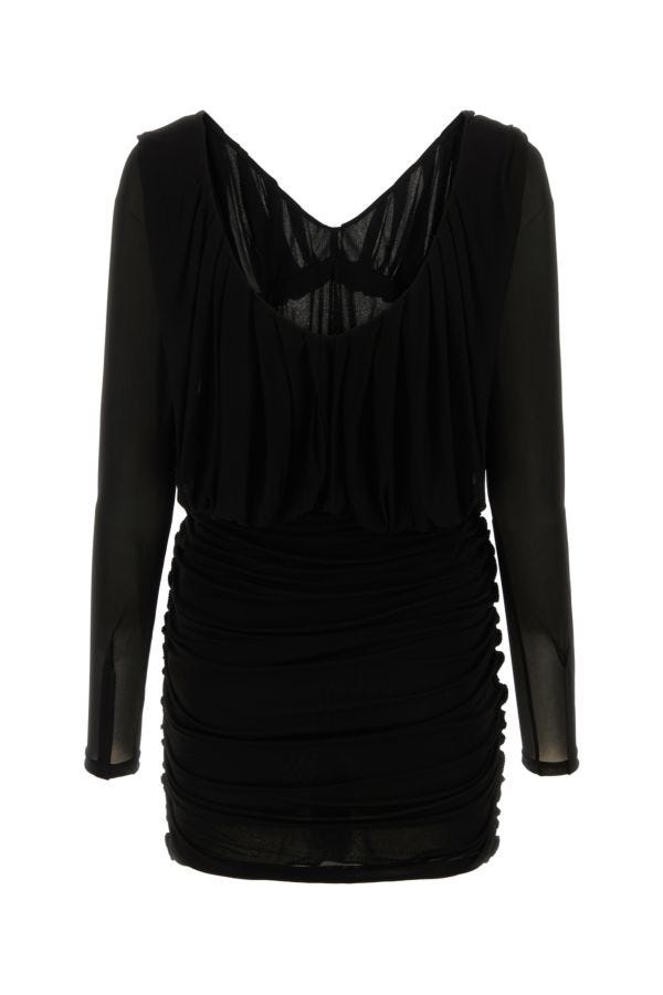 ワンピース Saint Laurent Black cupro mini dress (729749Y5G98 1000) Saint Laurent Black cupro mini dress (Saint Laurent