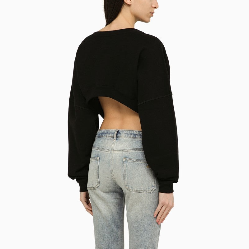 Saint Laurent Short Black Cotton Sweatshirt Women - 3