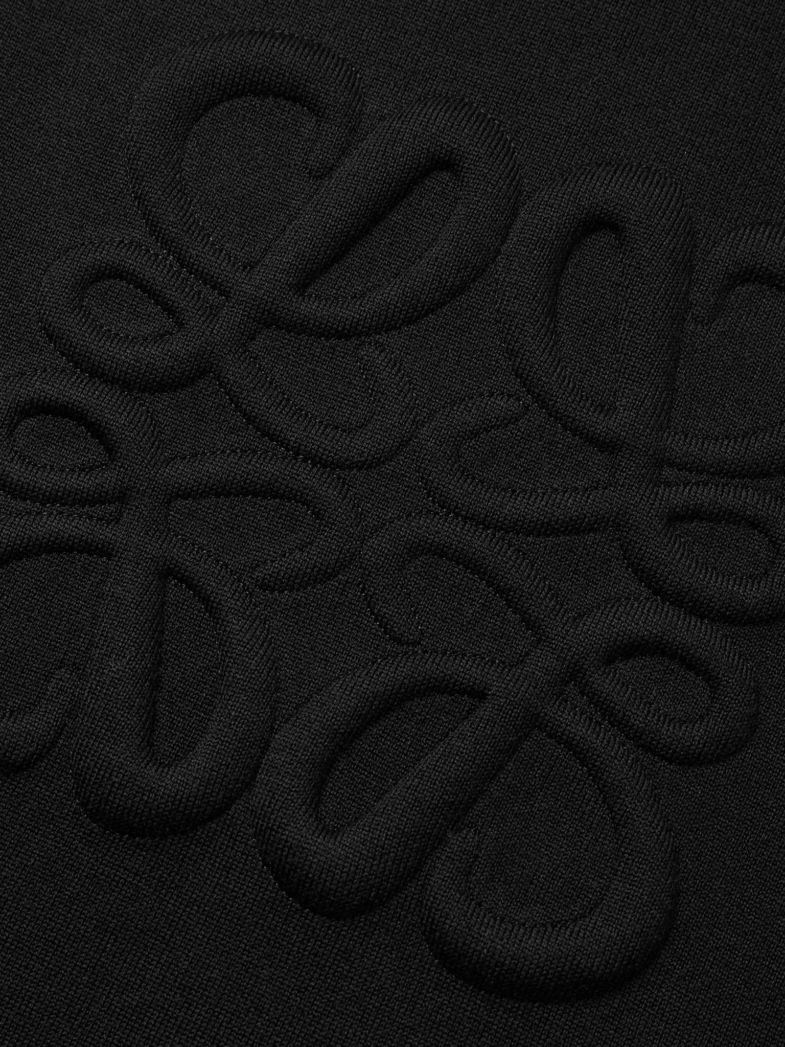 Logo-Embossed Wool-Blend Zip-Up Hoodie Black - 4