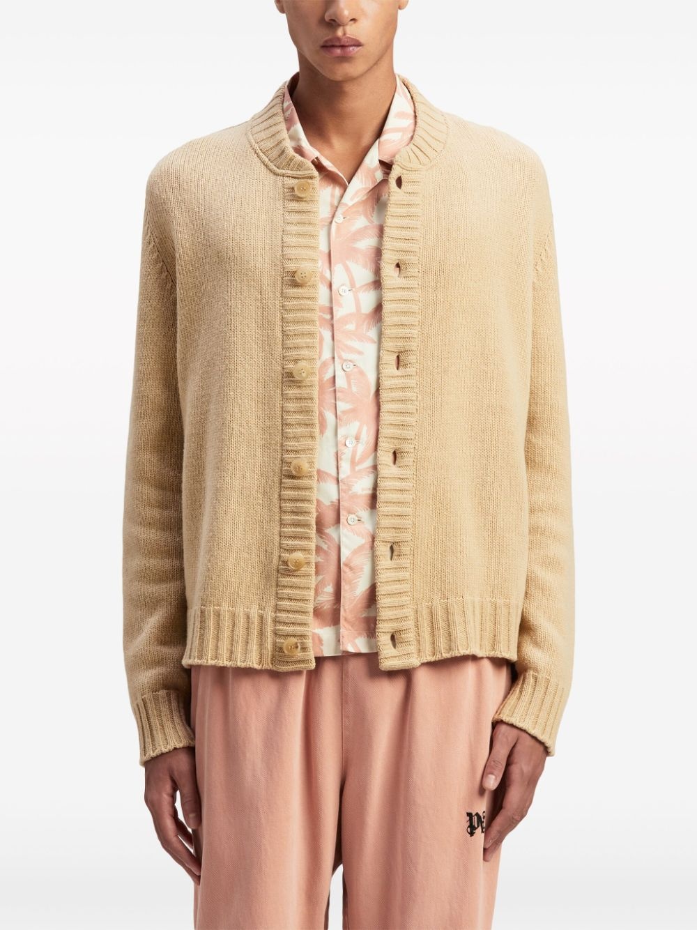 curved logo cardigan - 3
