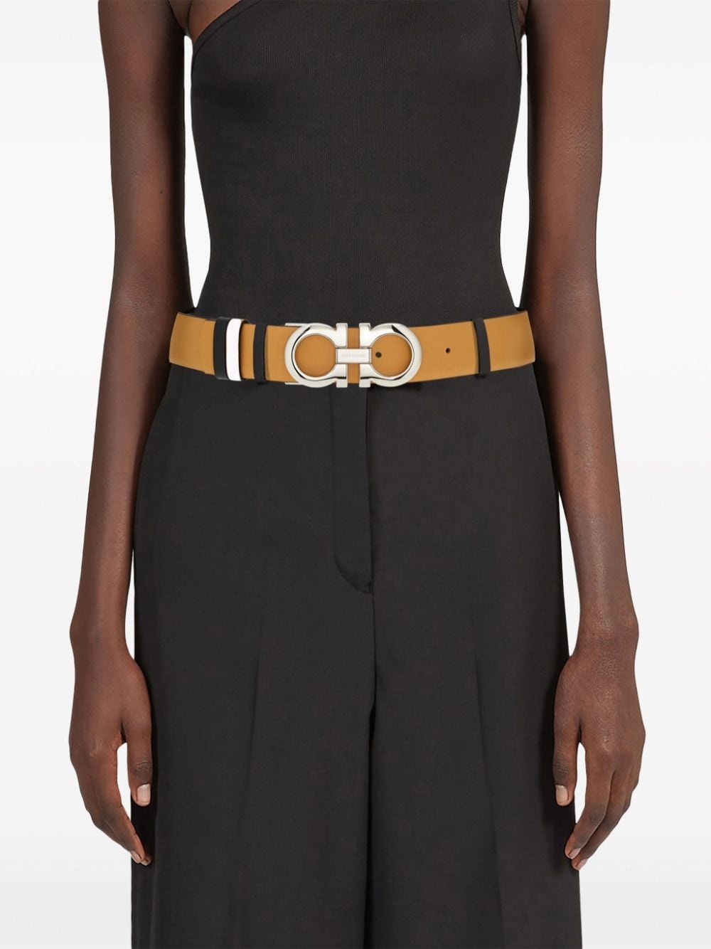 Gancini-buckle reversible leather belt - 4