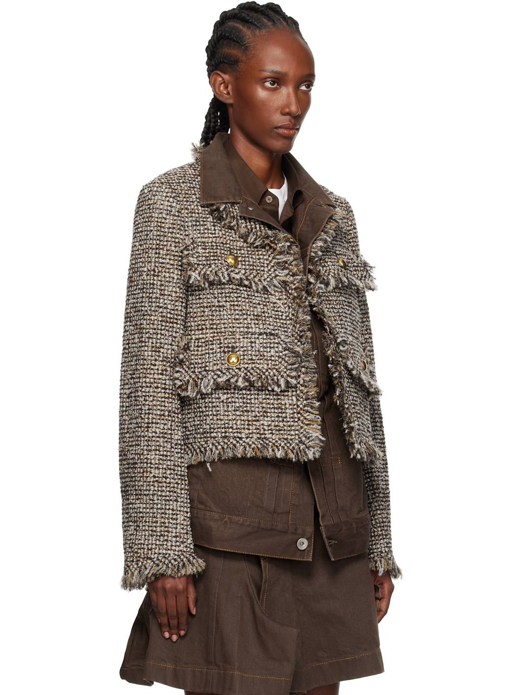 Brown Tweed Denim Jacket - 2