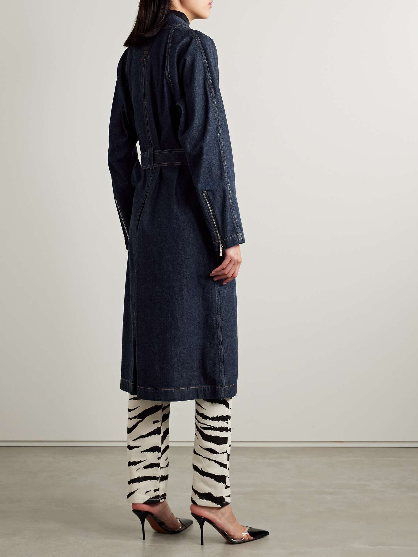 Alaïa Archetypes double-breasted belted denim trench coat