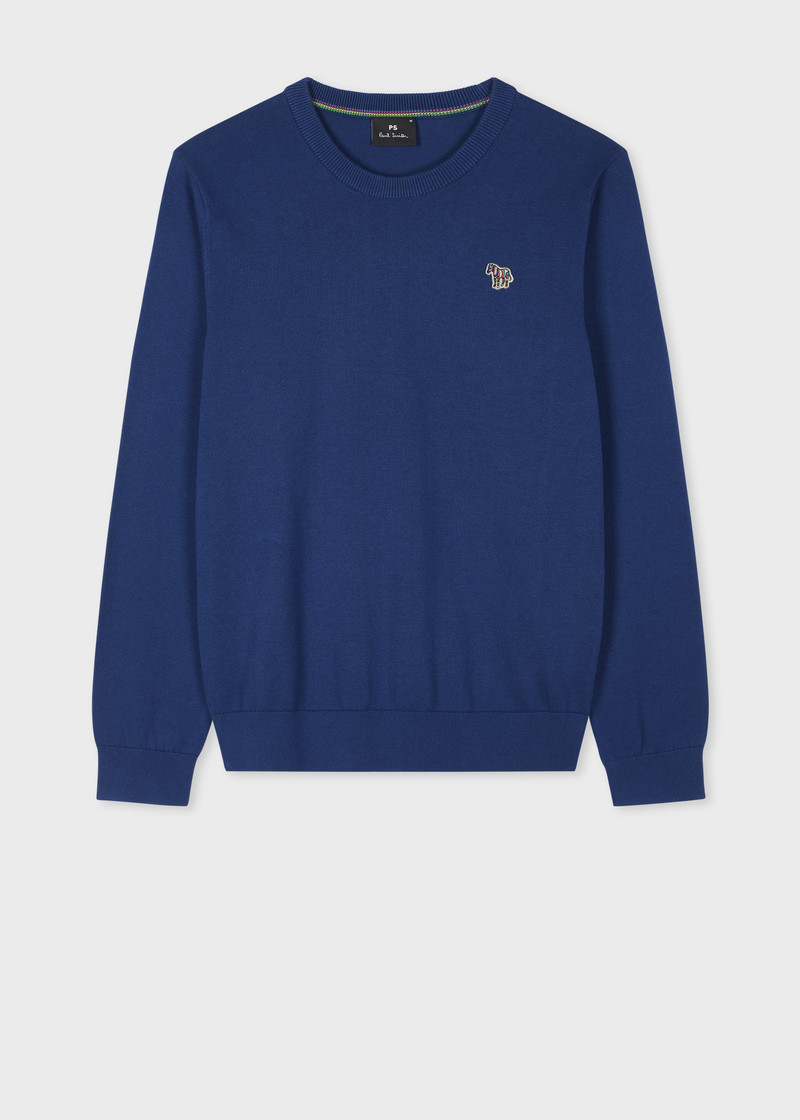 Royal Blue Organic Cotton Zebra Logo Sweater 1