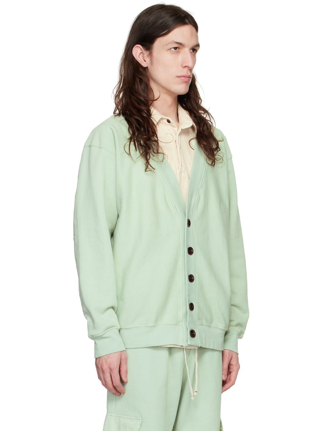 Green Garment-Dyed Cardigan - 2