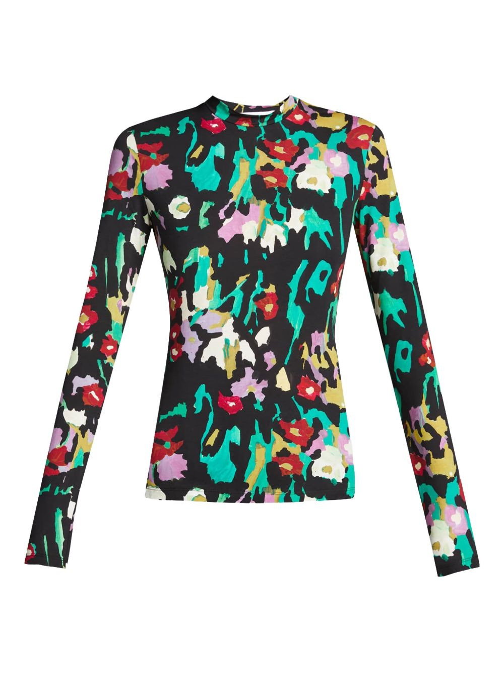 painted floral turtleneck top - 1