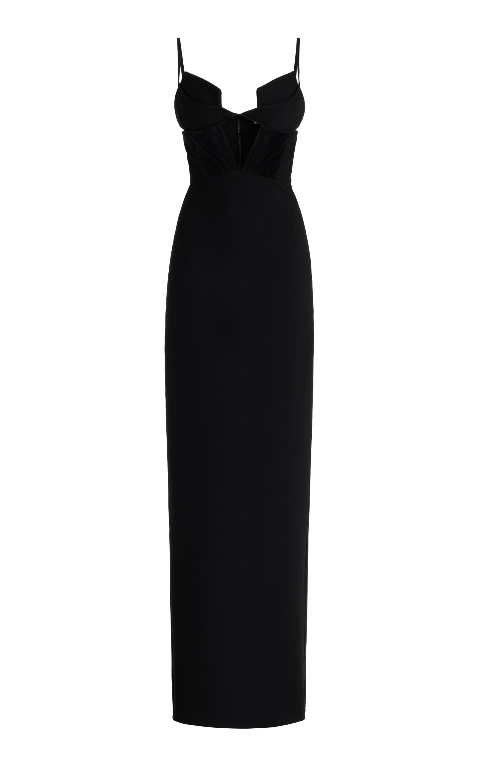 Cutout Crepe Bustier Maxi Dress black - 1