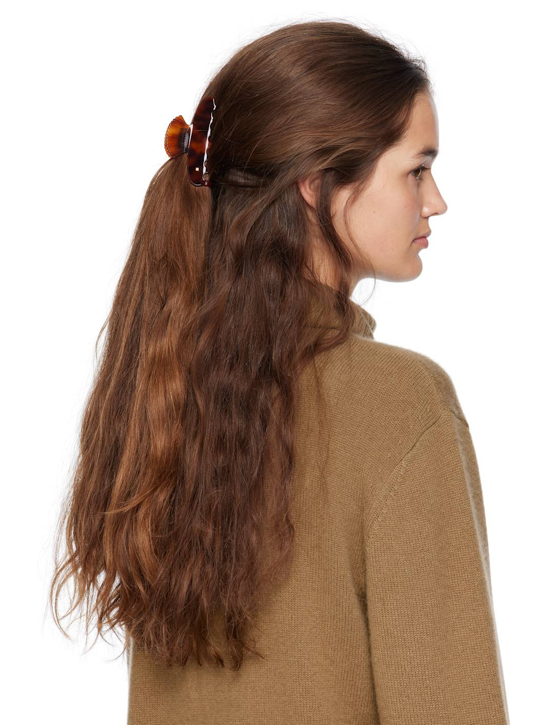Brown Small Fan Shell Claw Hair Clip - 3