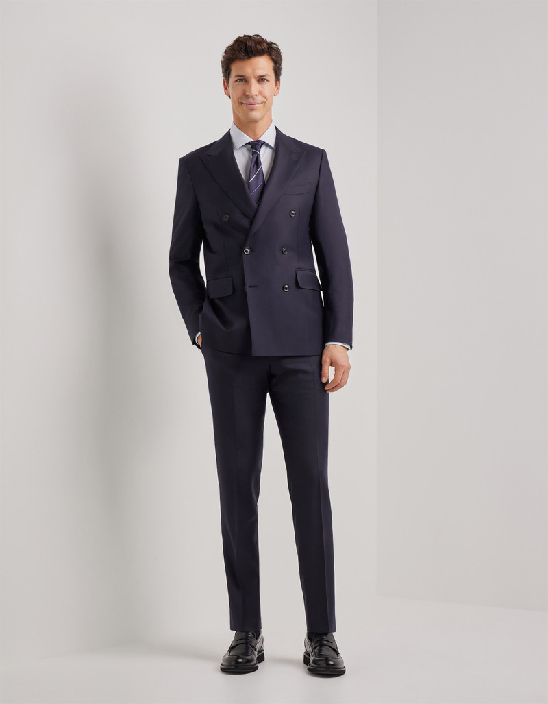 NAVY BLUE 150'S WOOL DOUBLE-BREASTED MODERN-FIT SUIT 3