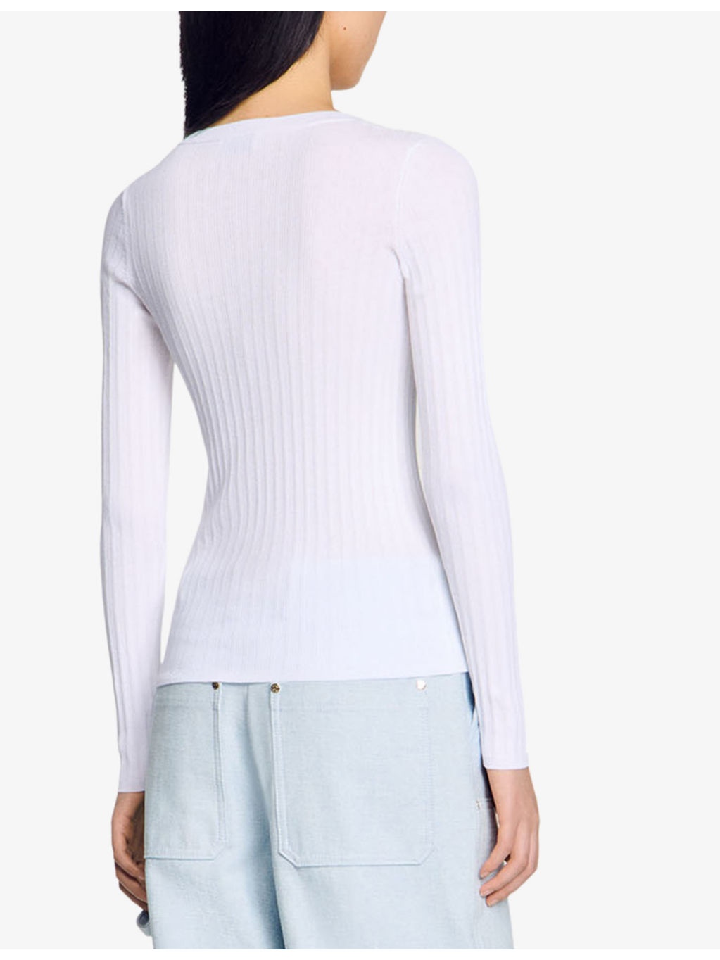 Long-Sleeved Ribbed Cotton-Blend Top - 4