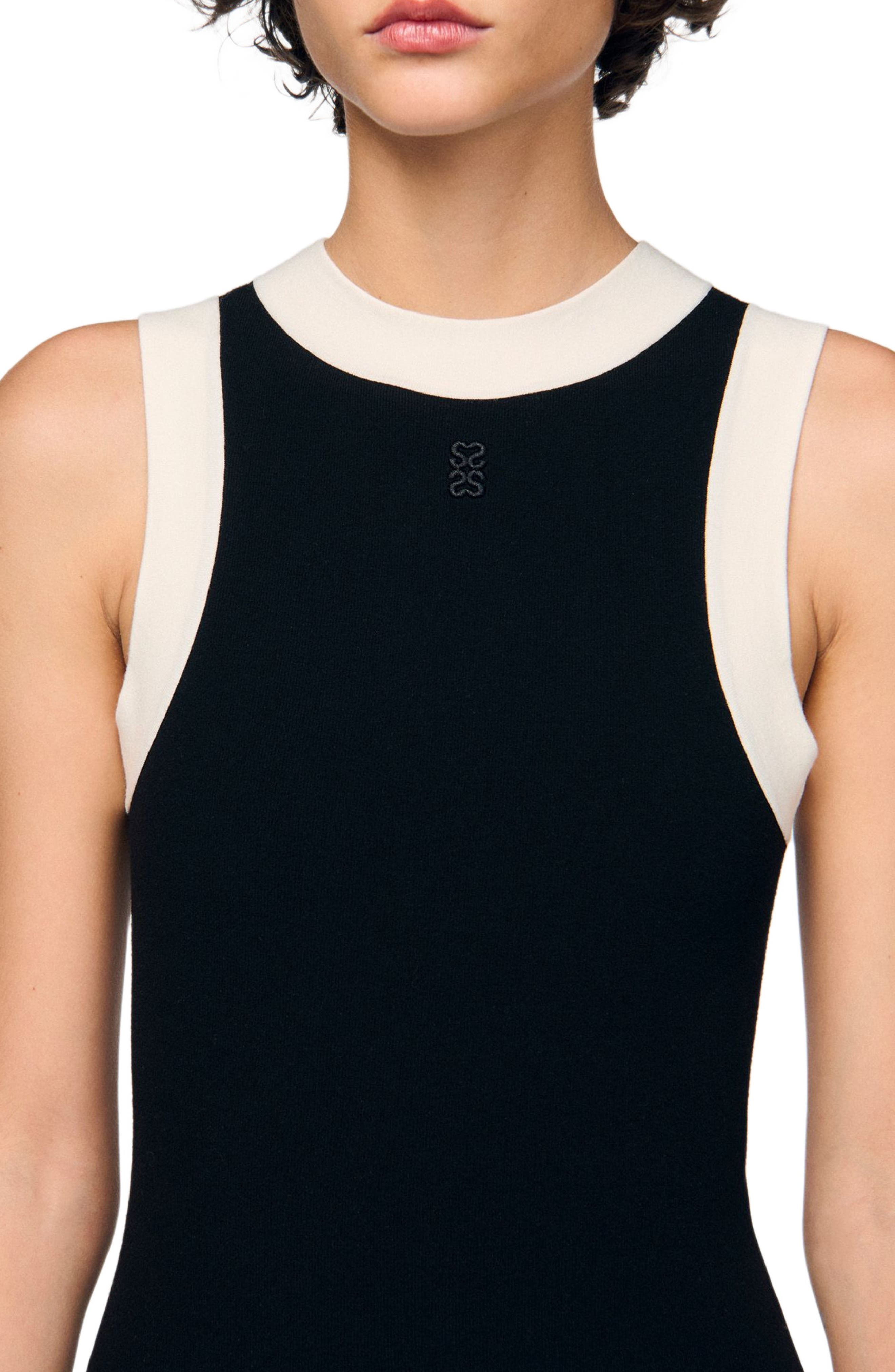 SANDRO Two-tone knit bodysuit in Black at Nordstrom - 4