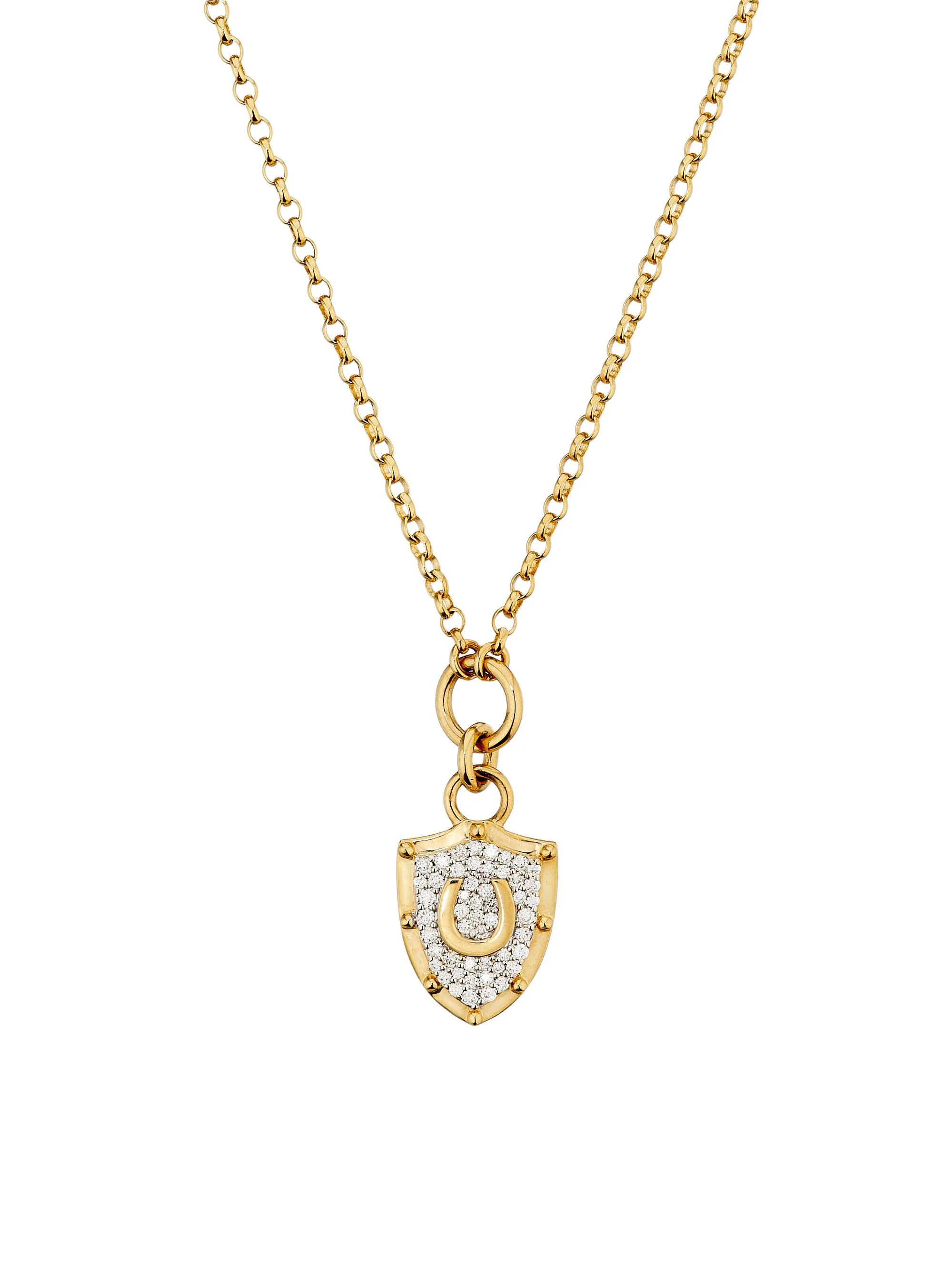 Women's Protection 18K Yellow Gold & 0.19 TCW Diamond Horseshoe Crest Pendant Necklace - Yellow Gold - 1