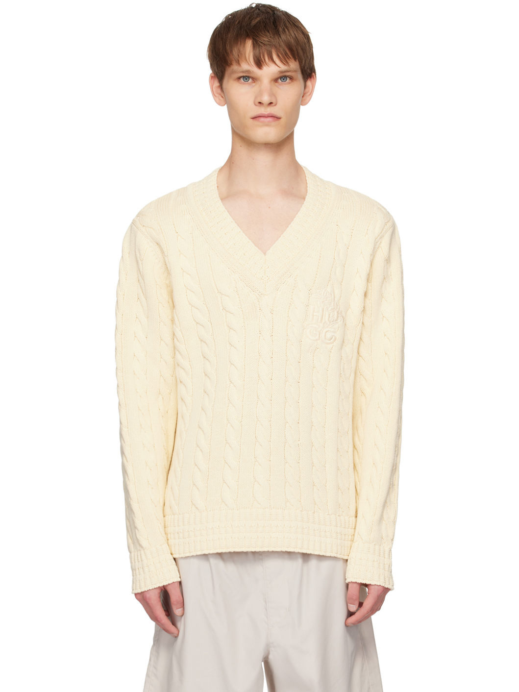 Off-White V-Neck Sweater - 1