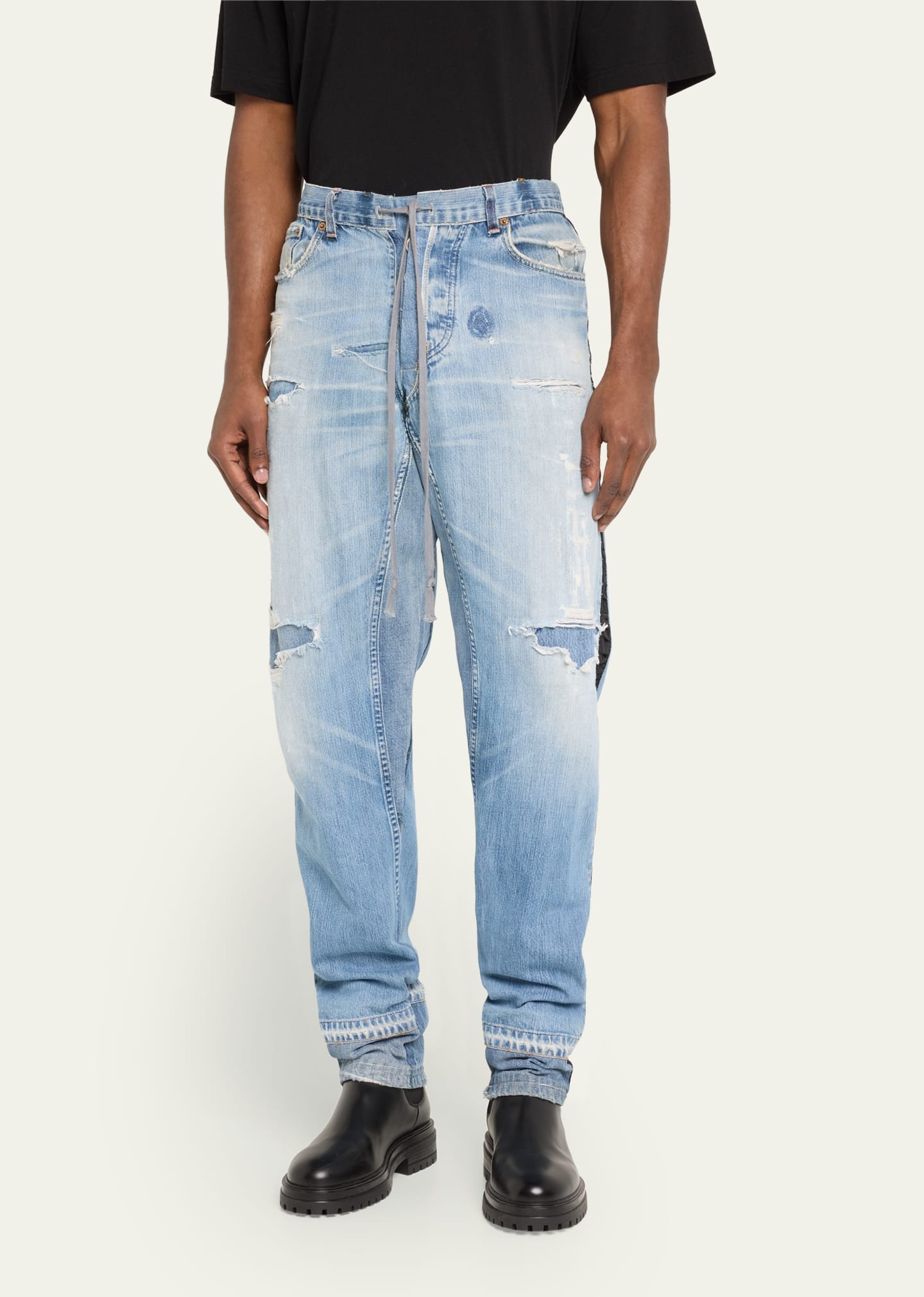 Men's Rip Repair Straight-Leg Lounge Jeans - 4