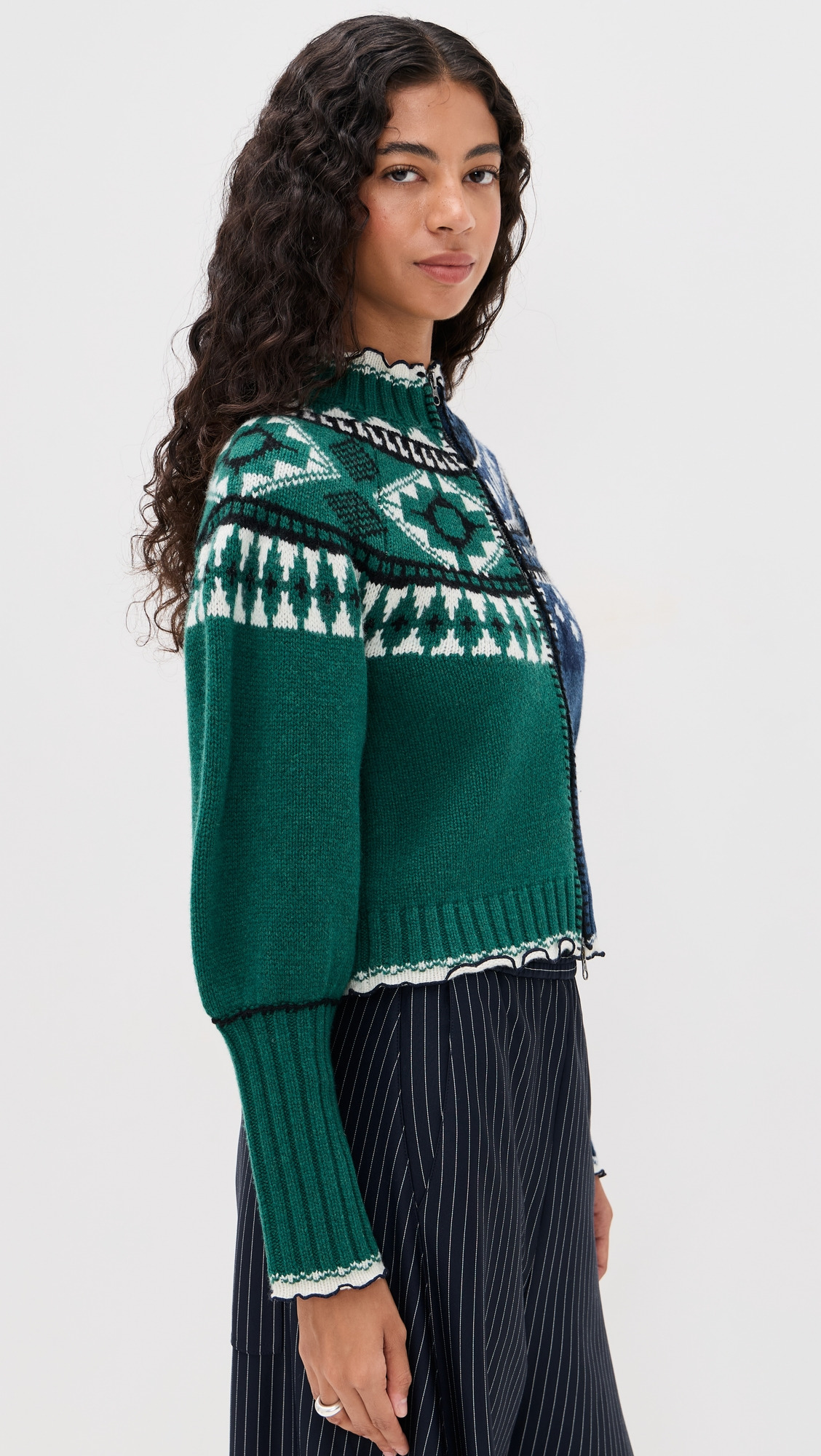 Linea Fair Isle Zip Front Cardigan - 3