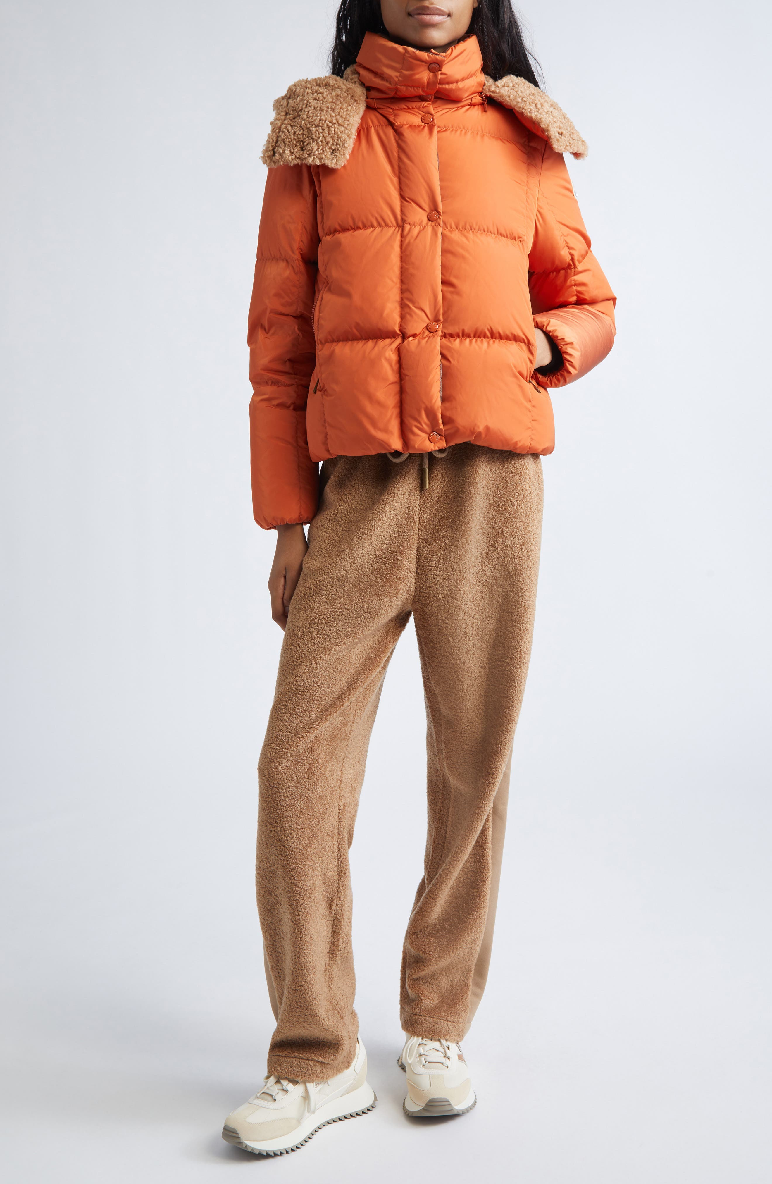 Moncler Mixed Media Fleece Sweatpants in Warm Taupe at Nordstrom - 2