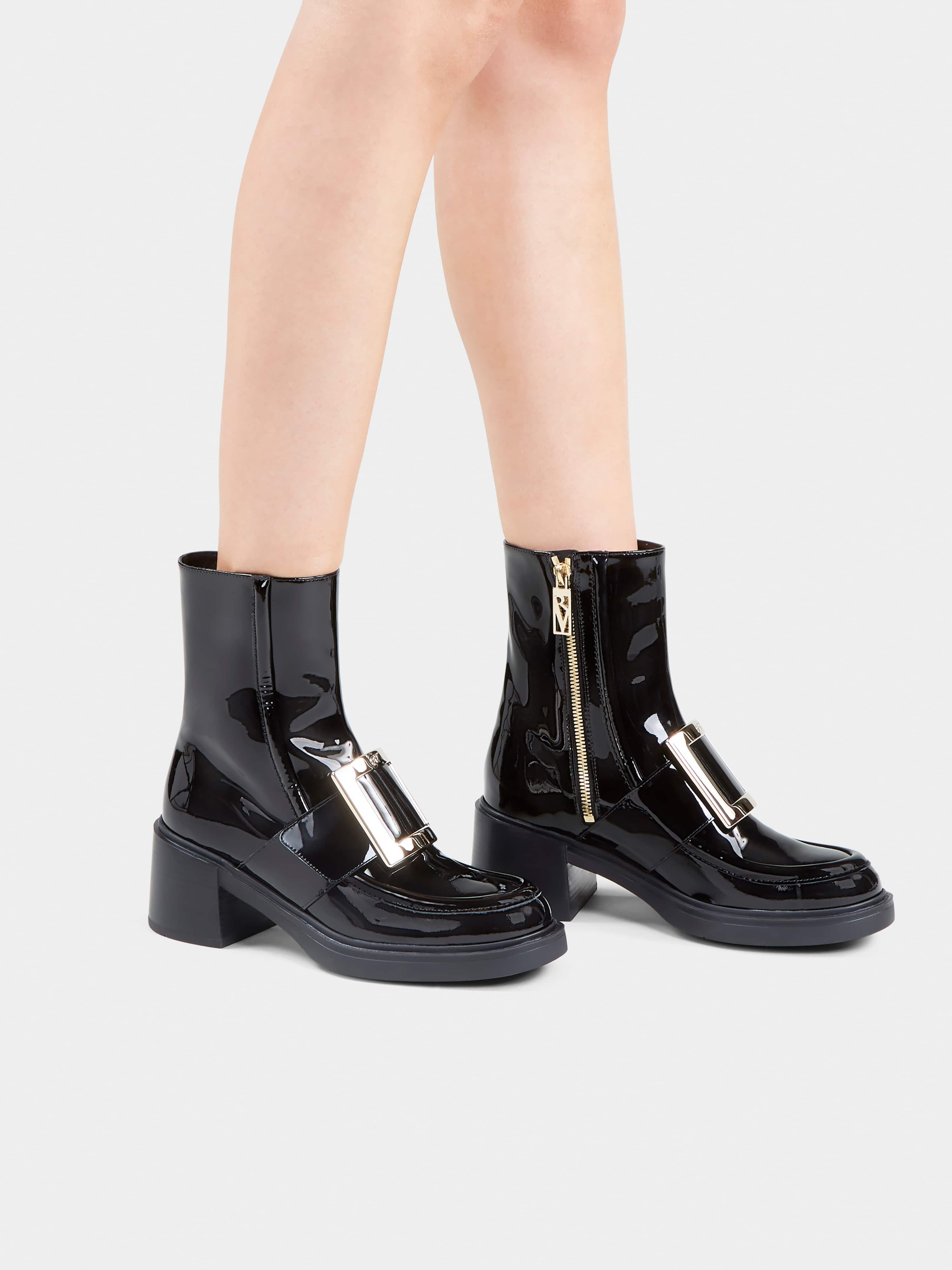 Viv' Rangers Metal Buckle Ankle Boots in Patent Leather - 8