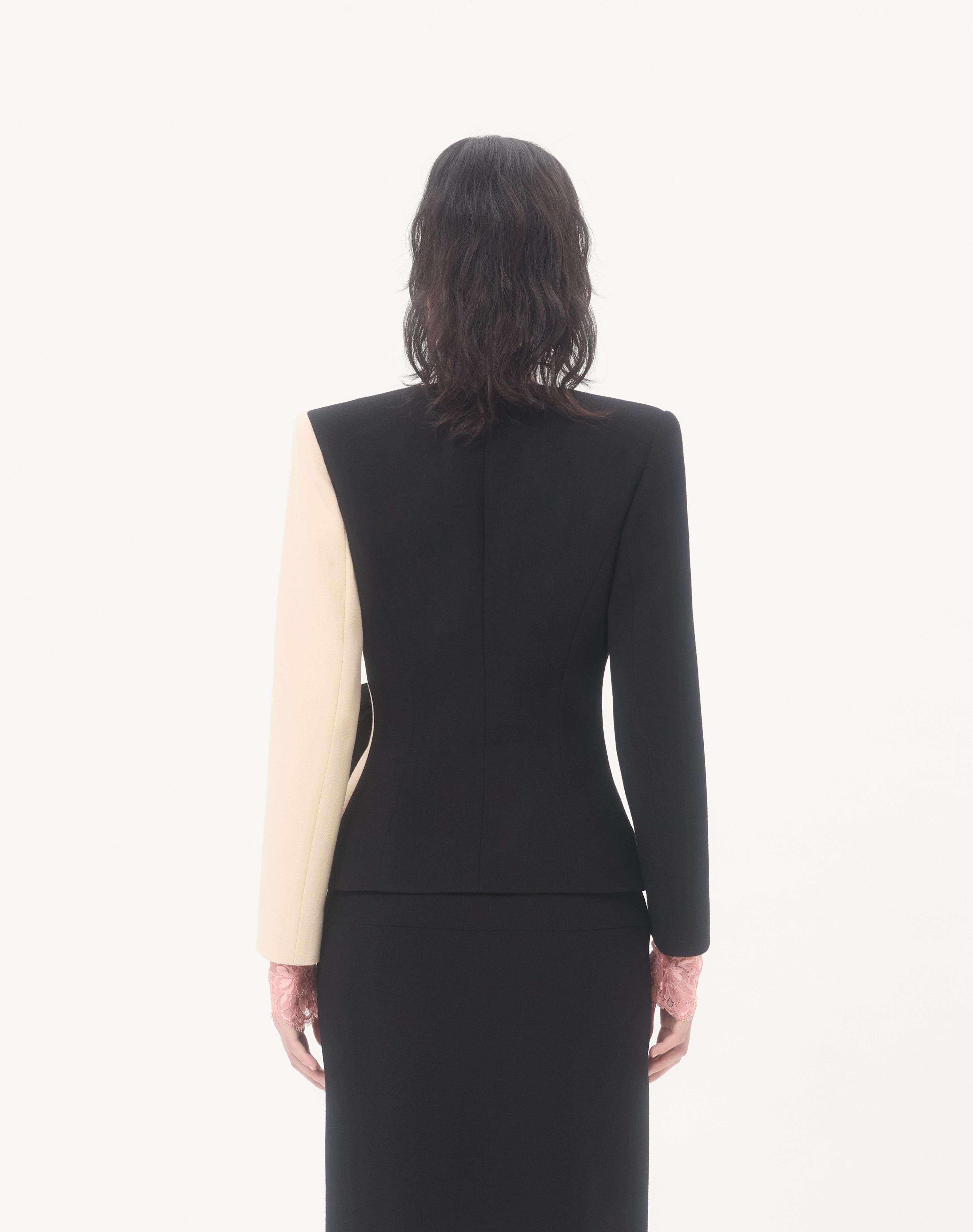 WOOL CREPE JACKET WITH CONTRASTING BOW - 6
