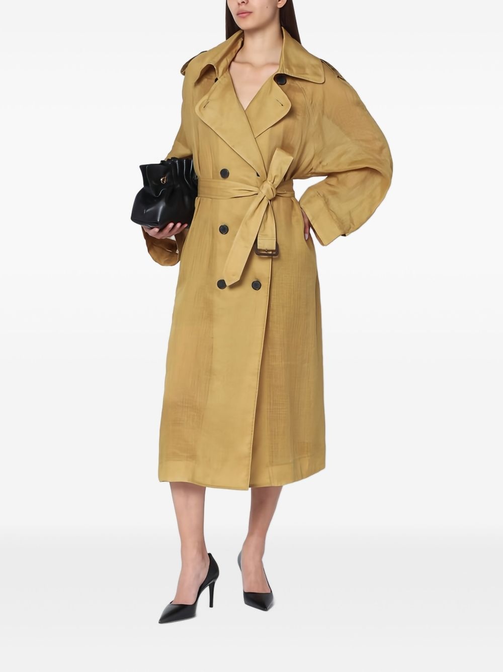 double-breasted belted trench coat - 2