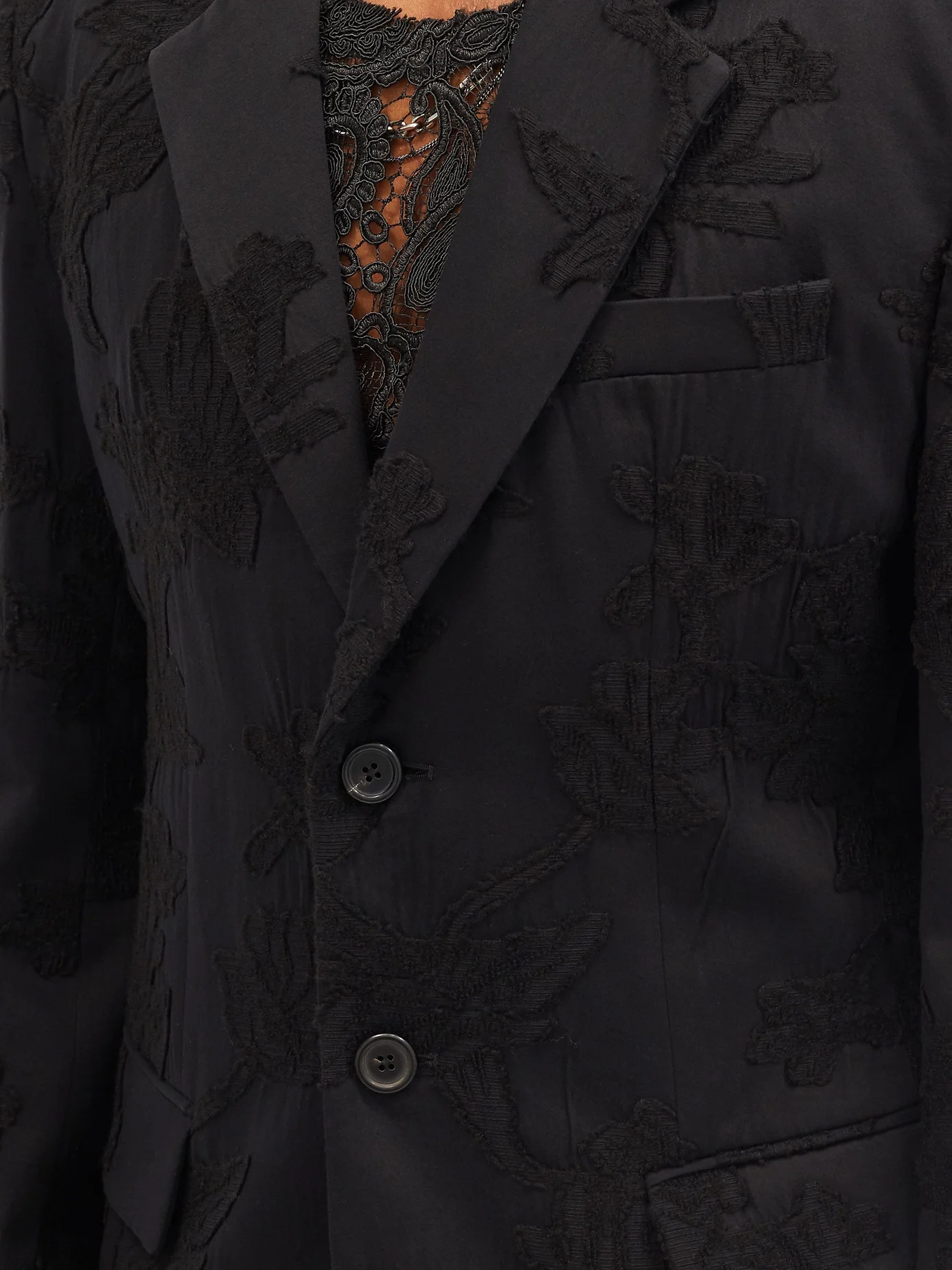 Single-breasted embroidered wool-blend jacket - 3