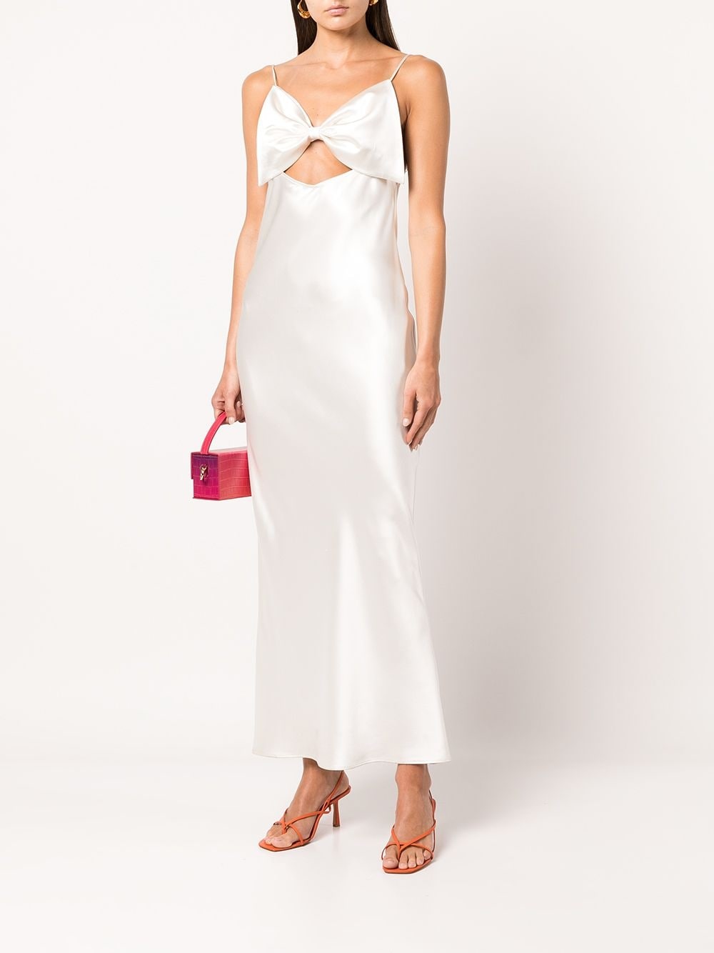 bow-embellished silk slip dress - 2