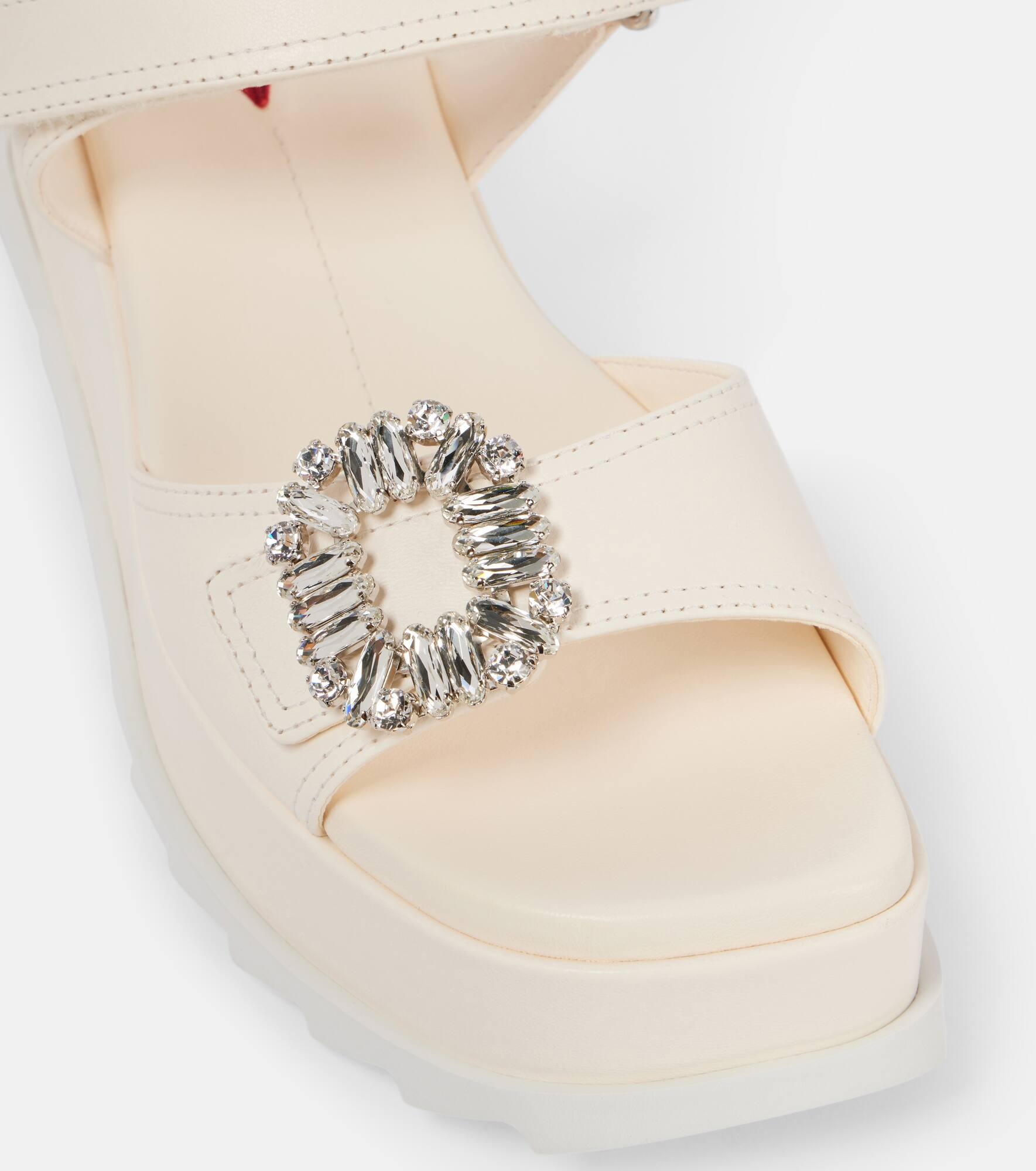 Slidy Viv' embellished leather wedge sandals - 5