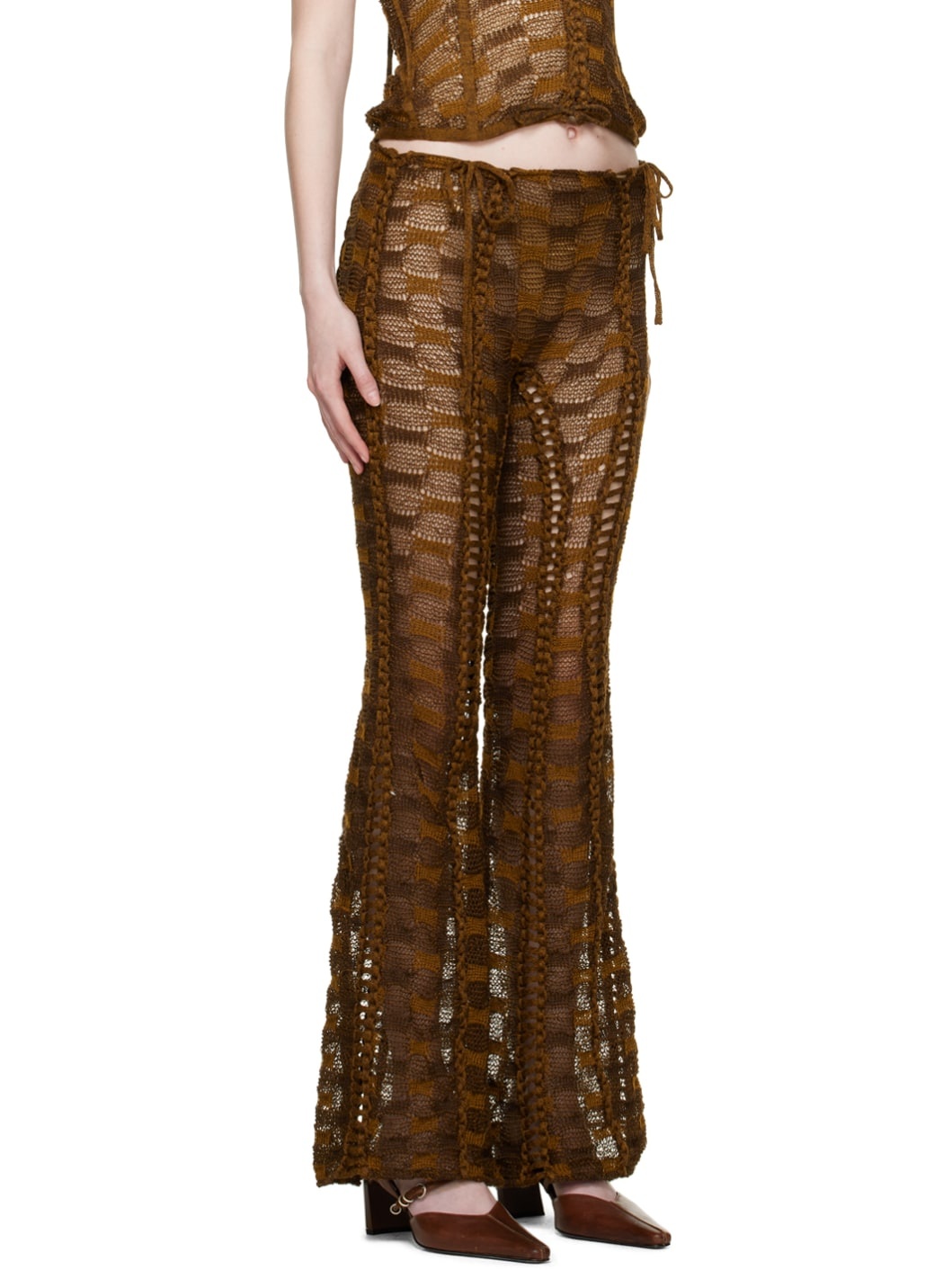 Brown Split & Tear Lounge Pants - 2