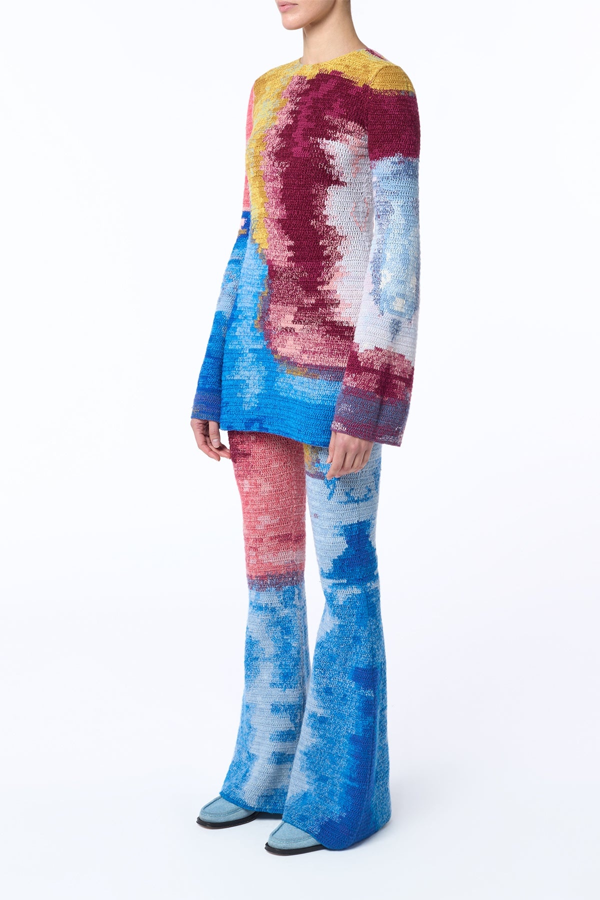 Millicent Crochet Tunic in Aurora Multi Cashmere Wool - 4