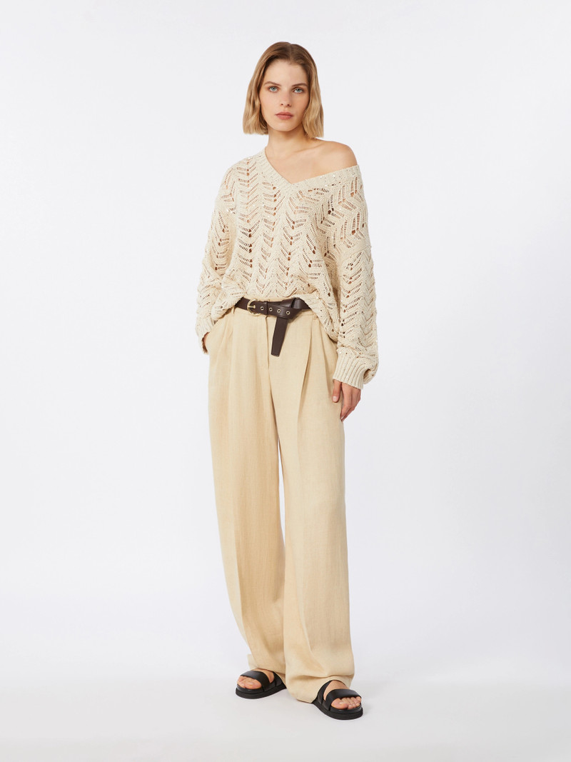 FELINO Cotton yarn and sequin sweater - BEIGE 8
