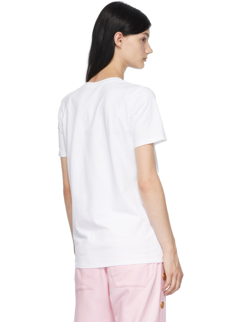 White & Pink Printed Logo T-Shirt 3