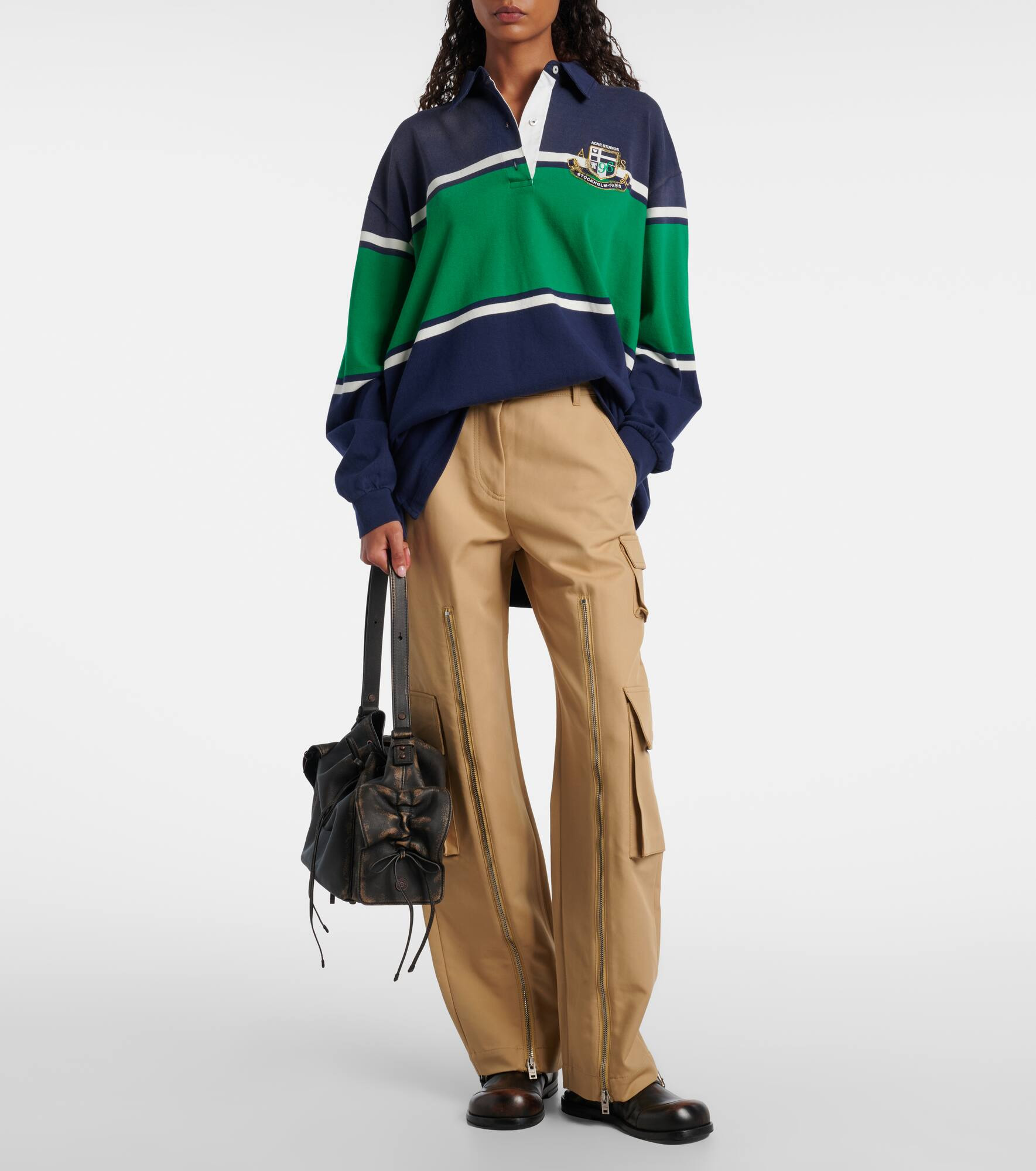 Layered mid-rise cotton satin pants - 2