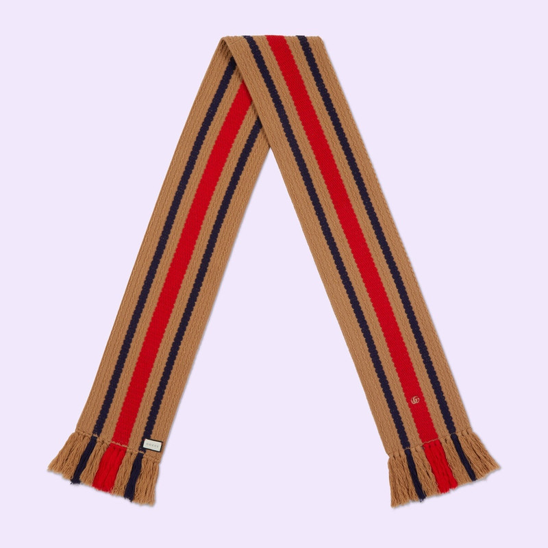 GUCCI Striped knit wool scarf outlook