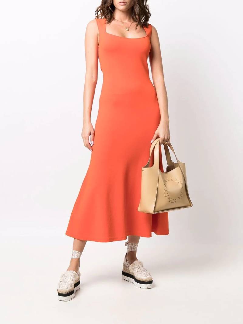 Stella McCartney square-neck sleeveless flared dress outlook