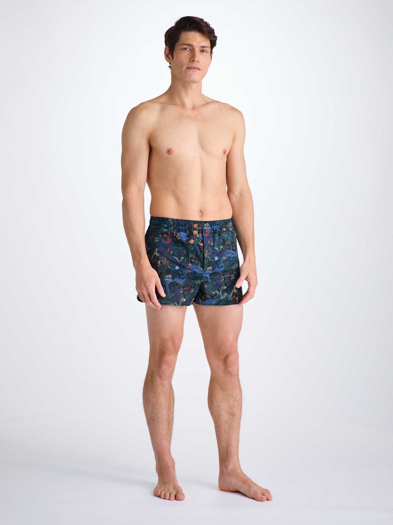 Men's Modern Fit Boxers Cotton Batiste Multi Midnight Jungle Print - 5