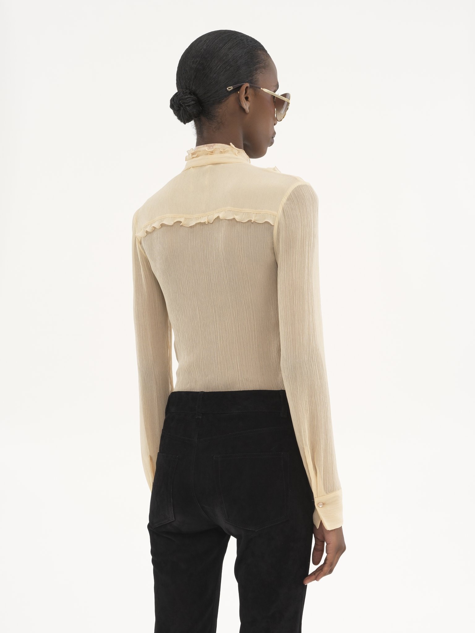 RUFFLED FITTED BLOUSE IN SILK CRÊPON - 5