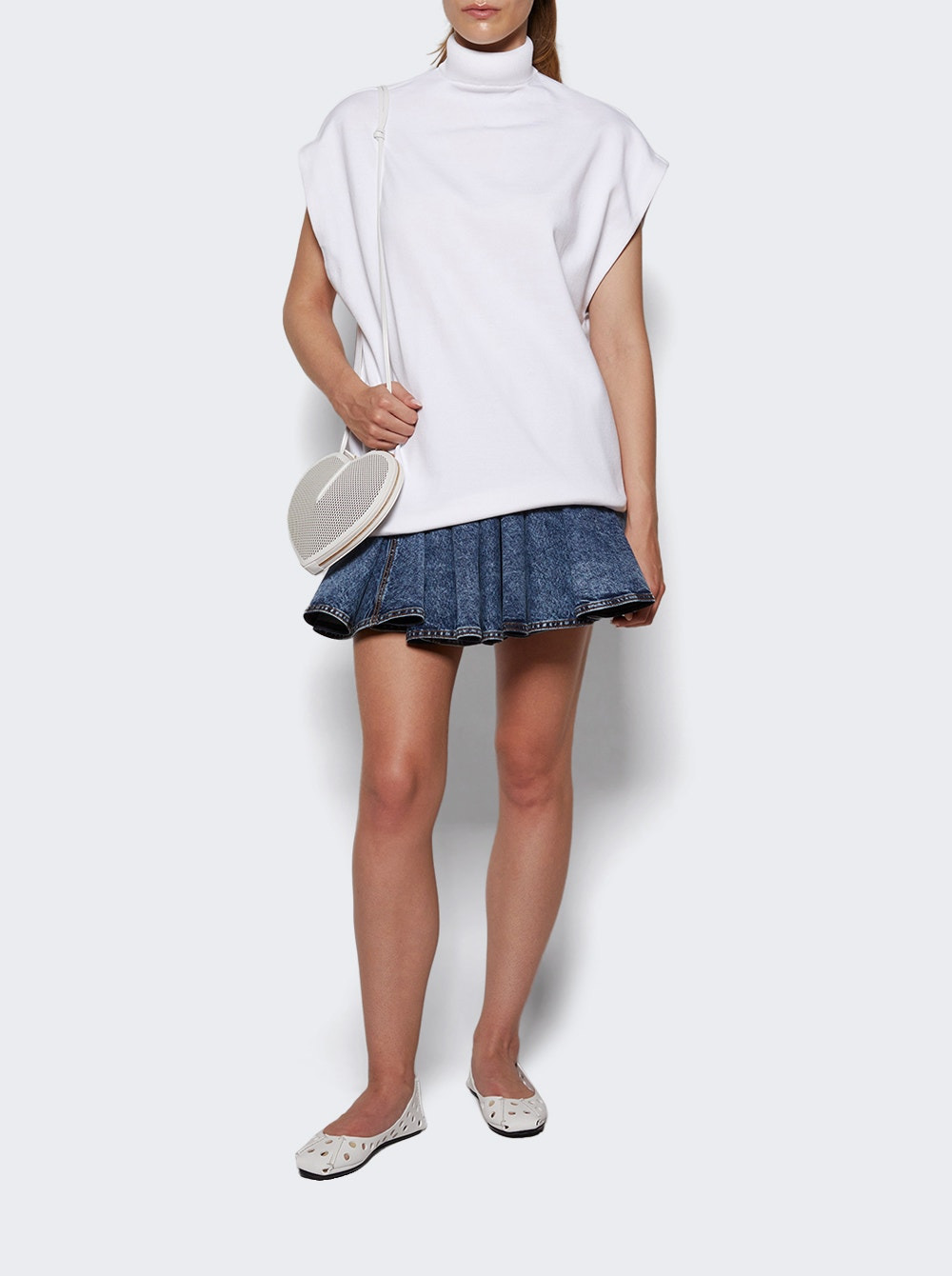 High Neck Tunic Top White - 2
