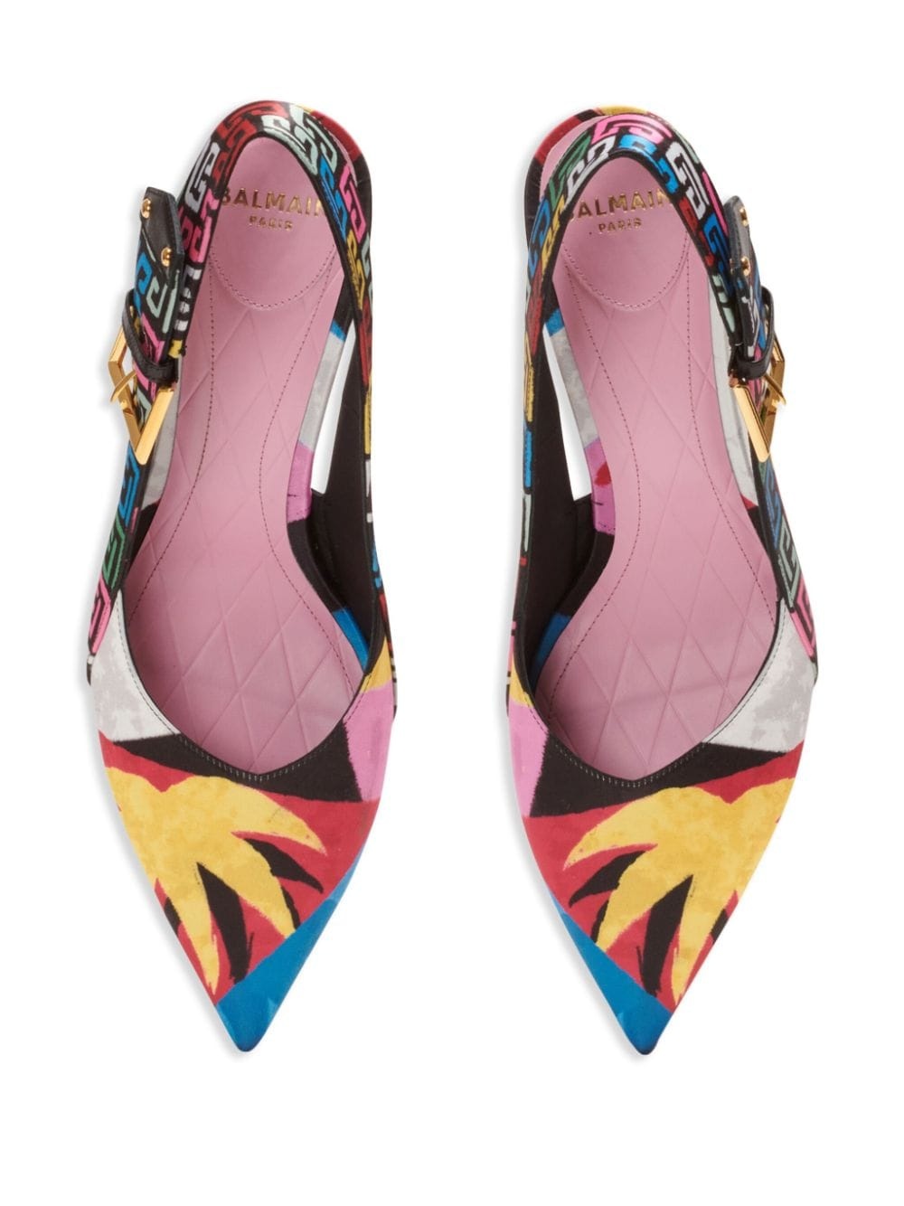 Ruby monogram-print satin pumps - 5