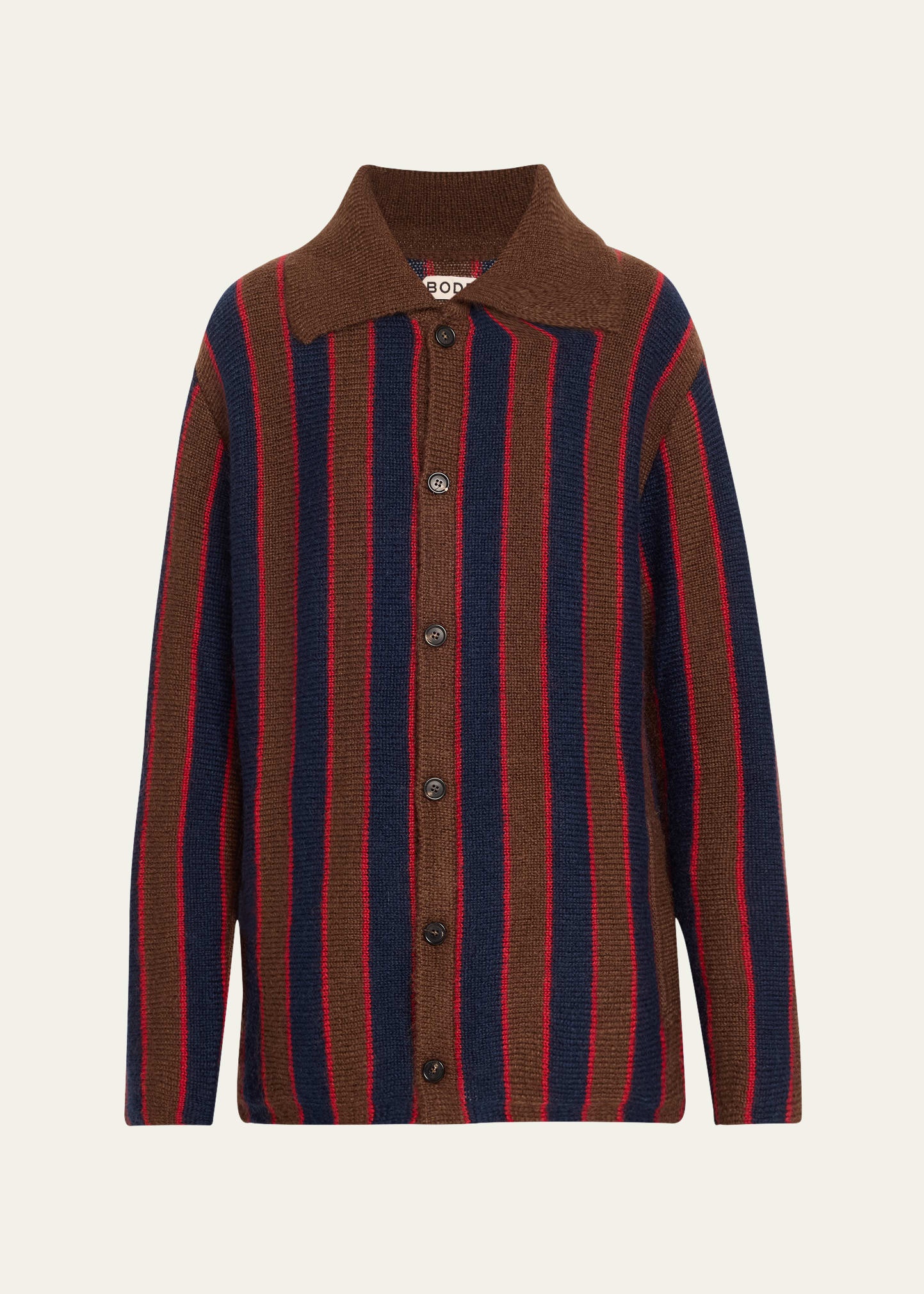 Mohair Stripe Collared Cardigan - 1